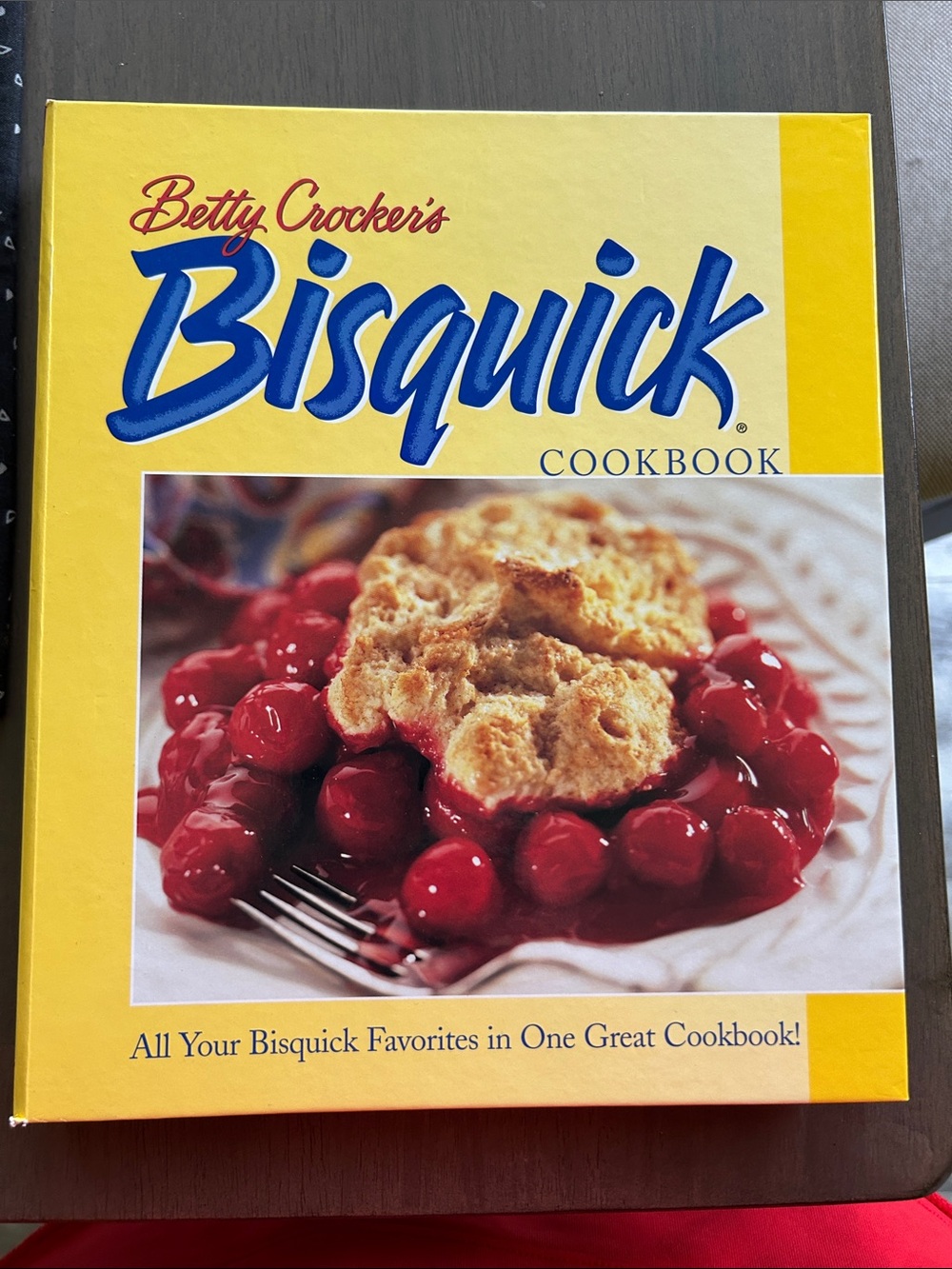 Betty Crocker Bisquick Cookbook - Yellow & Blue Cover with Red Cherry Photo